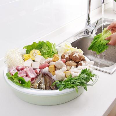 优思居 双层火锅食材拼盘 厨房洗菜篮果蔬沥水篮肉类果蔬菜分装盆